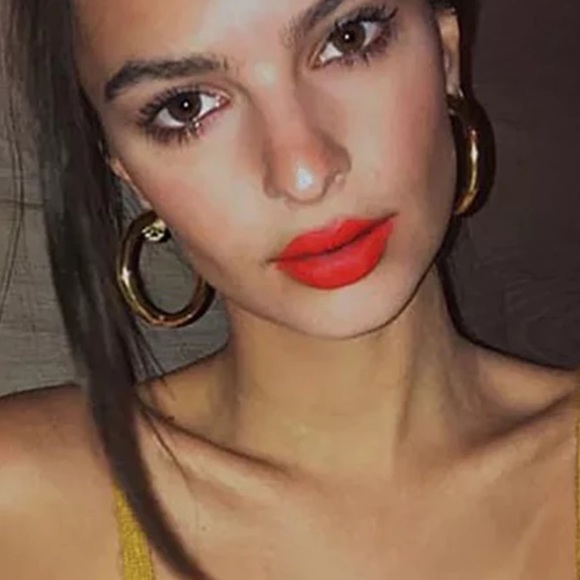 NEW 18K GOLD PUNK HOOP EARRINGS - Picture 4 of 5